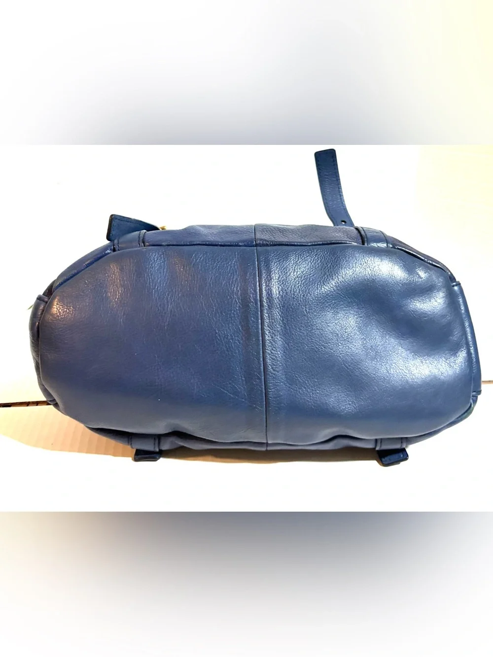 Kelsi Dagger Navy Blue distressed Leather Tote with Gold Hardware